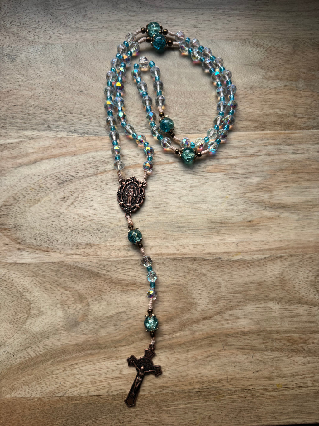 Heavenly Light Rosary - Handmade Faceted AB Glass Bead Rosary
