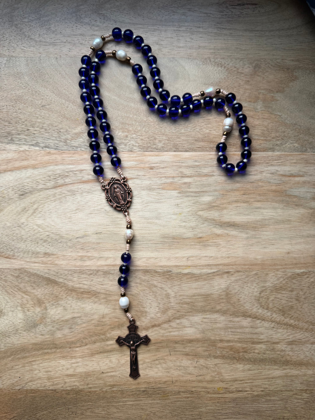 Royal Blue Pearl Rosary