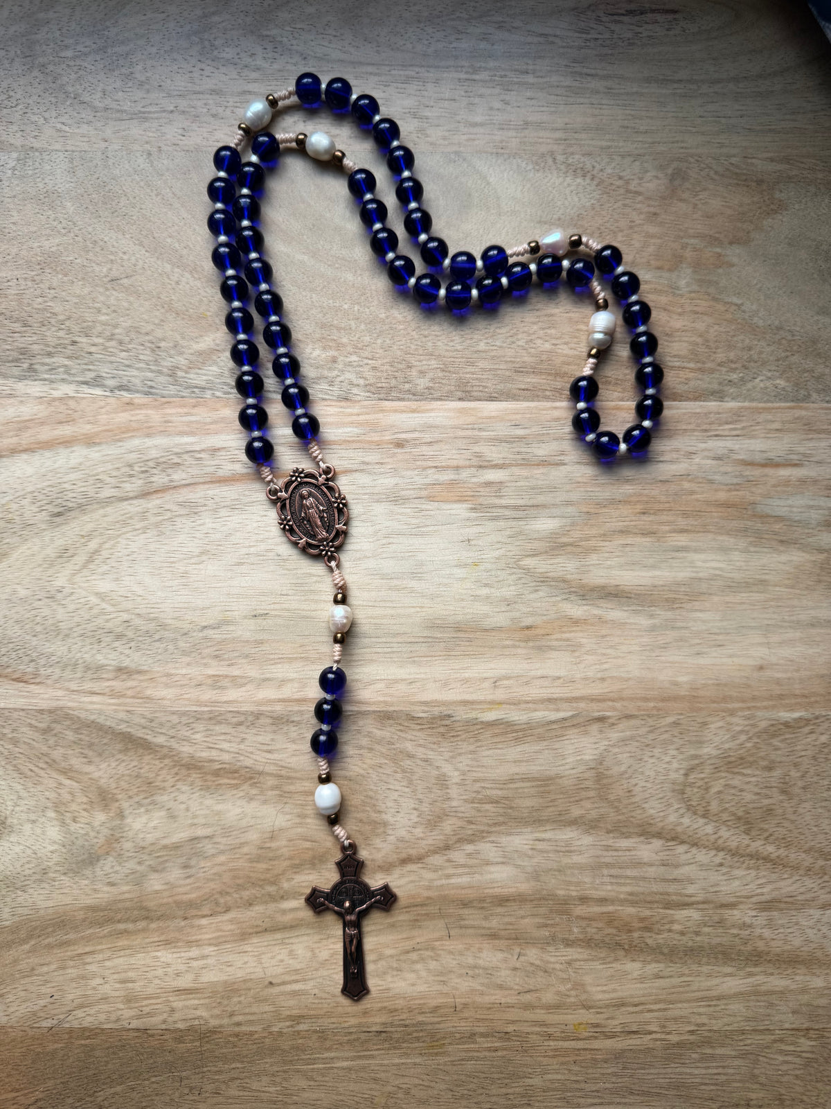 Royal Blue Pearl Rosary