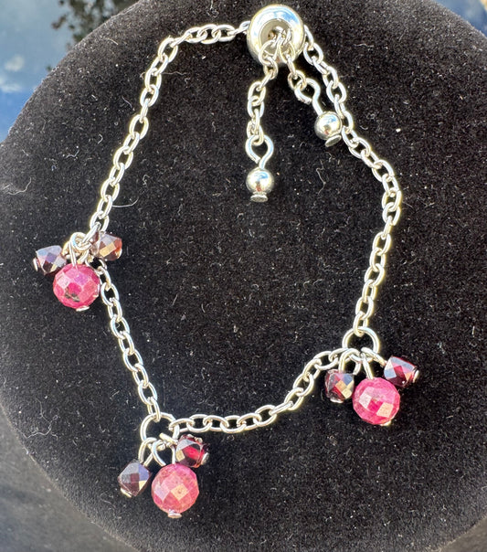 Ruby and Garnet Cluster Chain Bracelet
