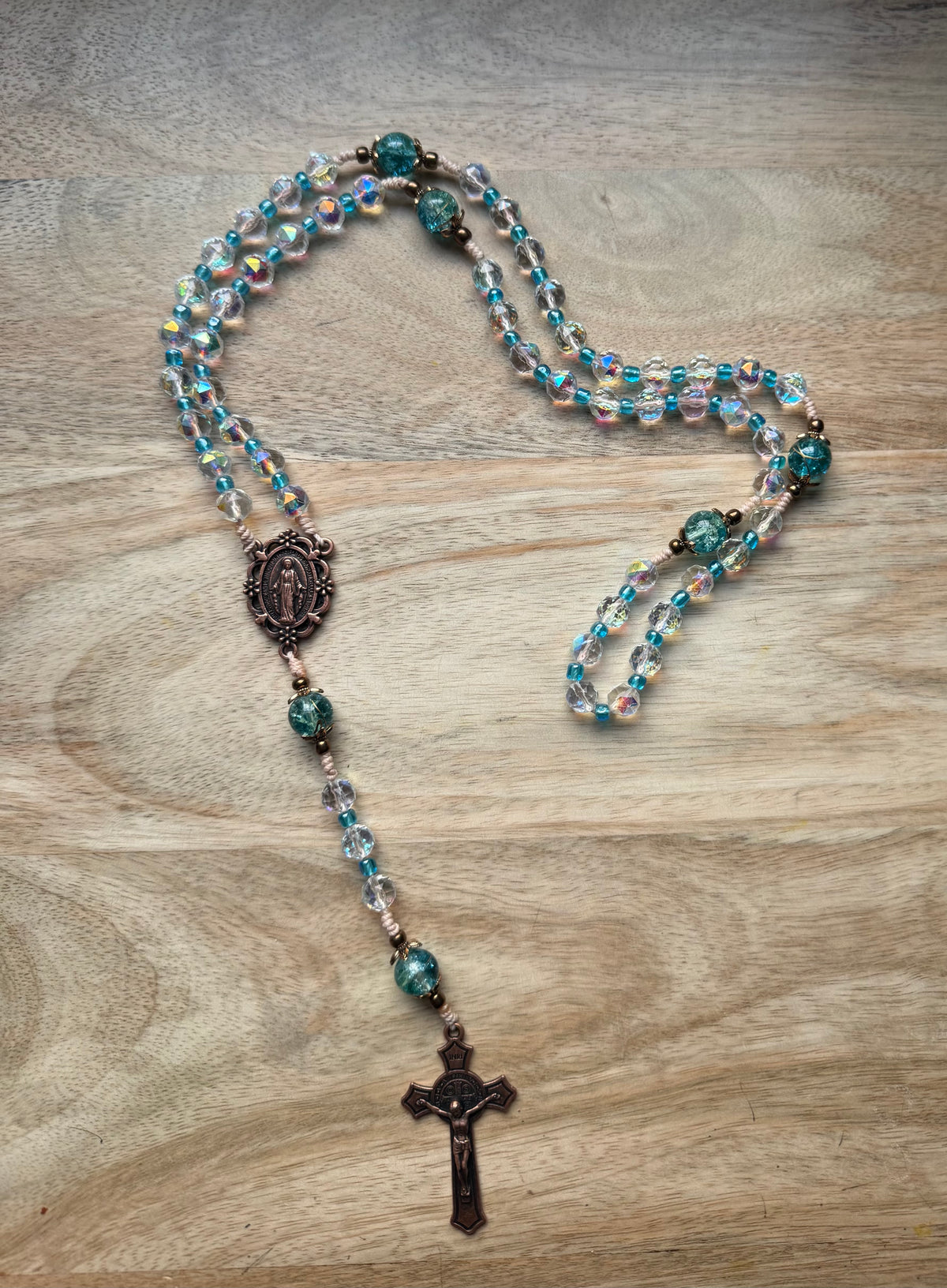 Heavenly Light Rosary - Handmade Faceted AB Glass Bead Rosary