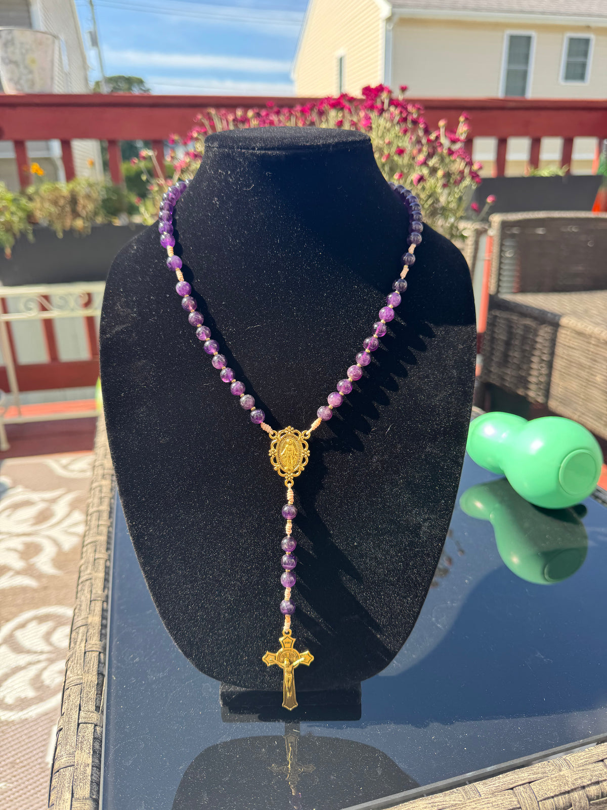 Deep Purple Amethyst Rosary - Ethiopian brass