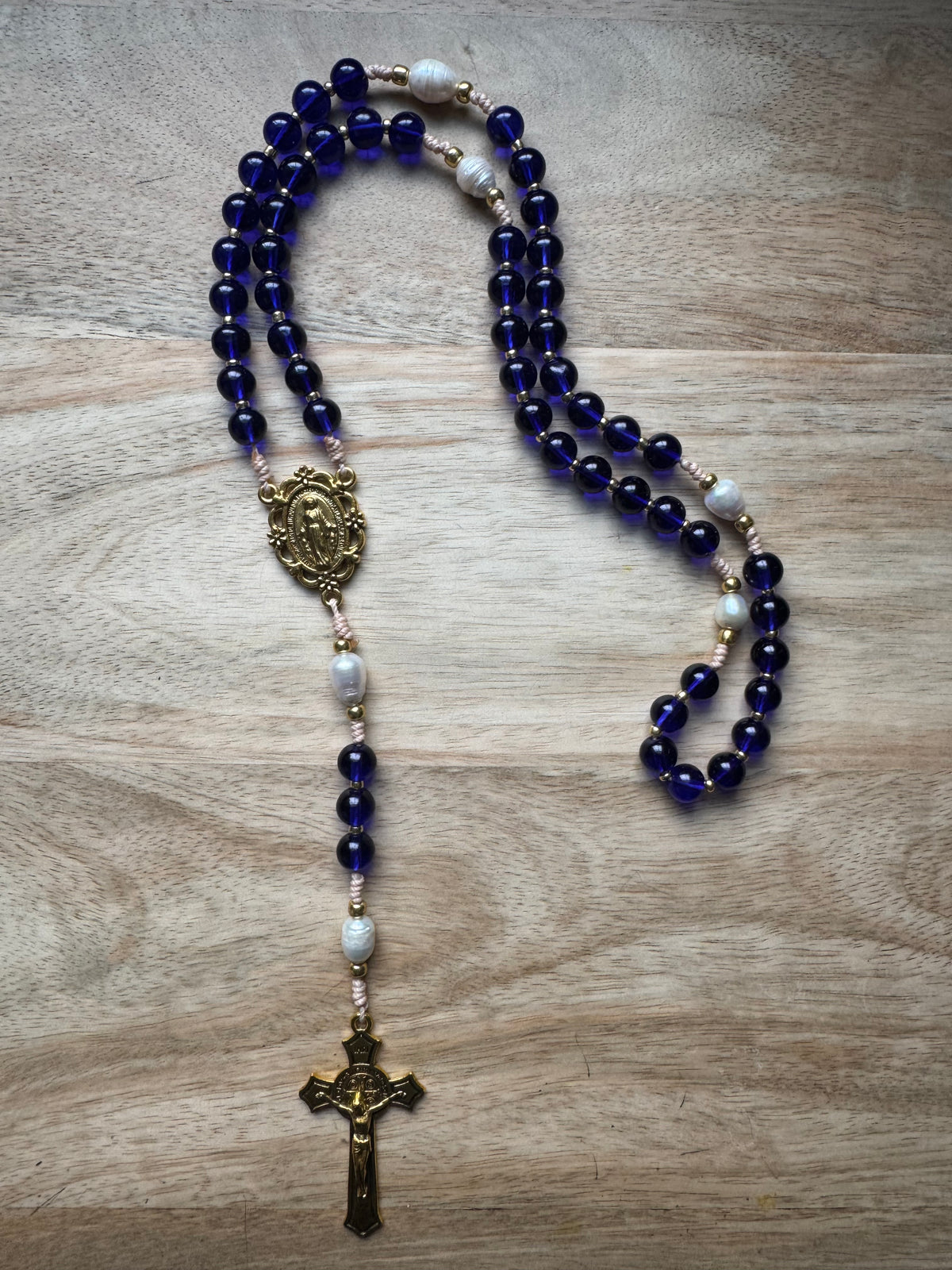 Royal Blue Pearl Rosary