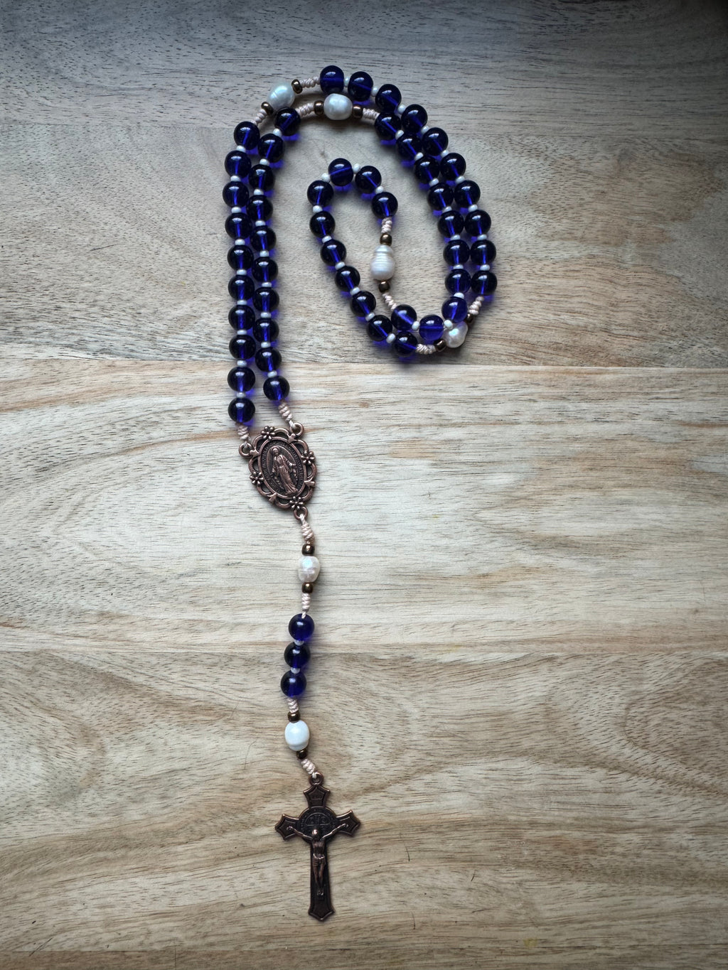 Royal Blue Pearl Rosary