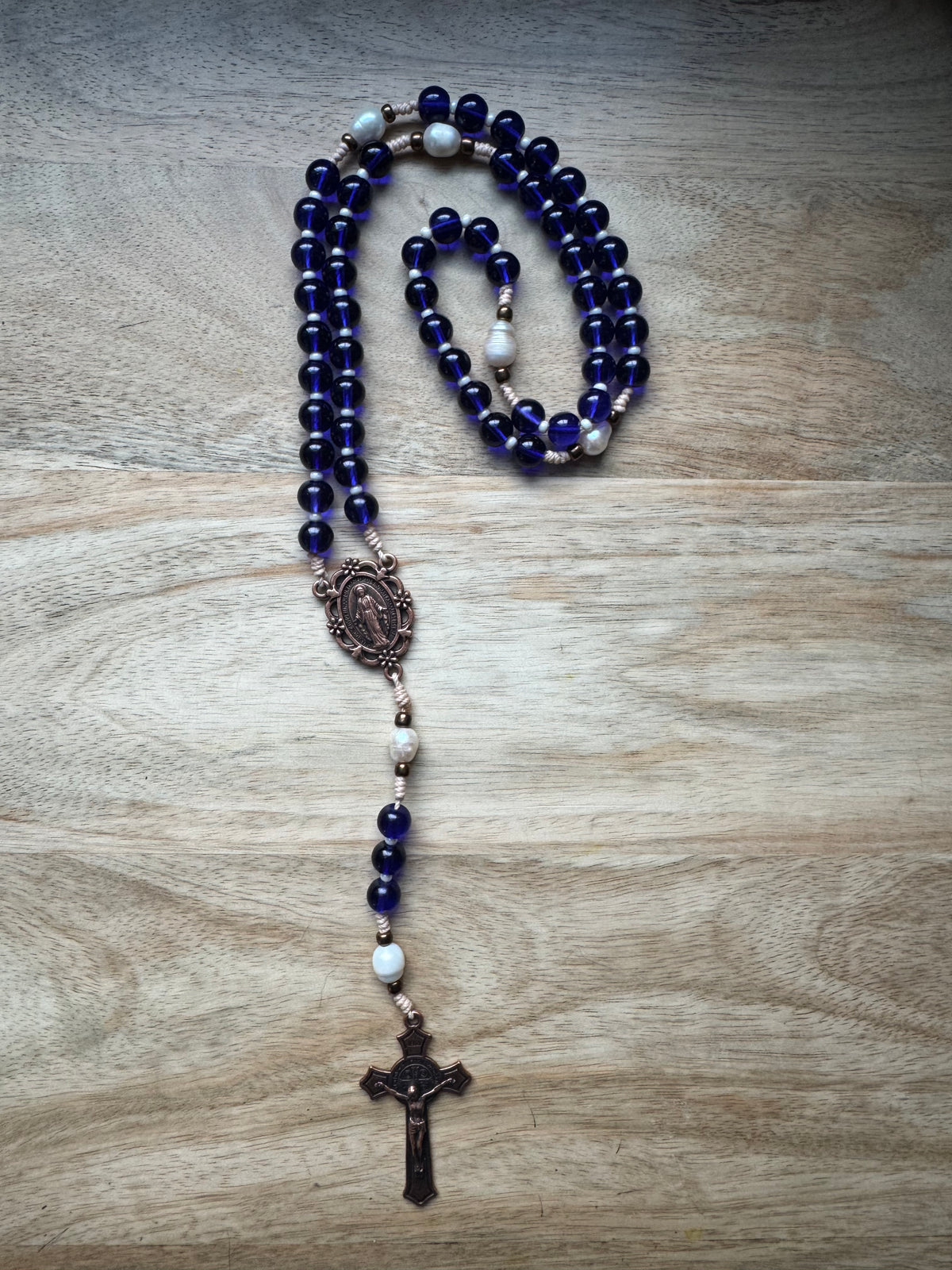 Royal Blue Pearl Rosary