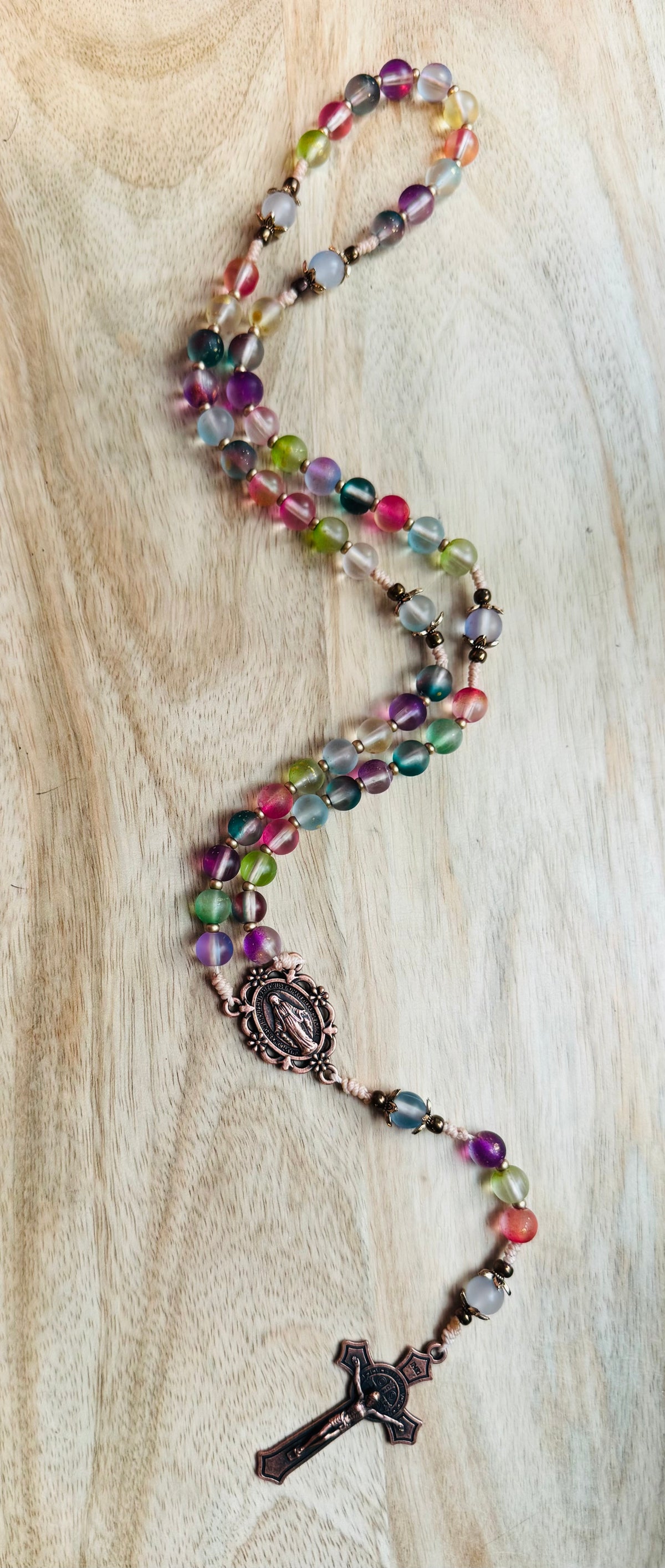 Frosted Glass Rainbow Rosary