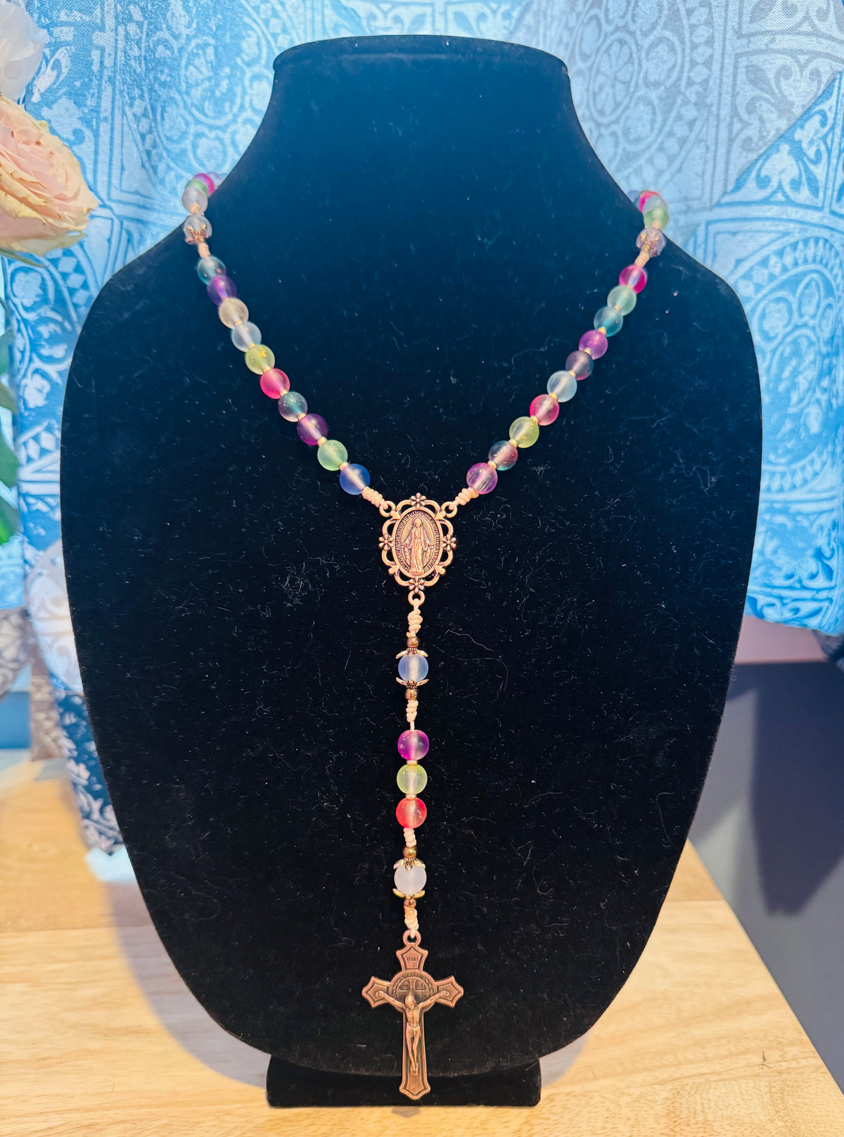 Frosted Glass Rainbow Rosary