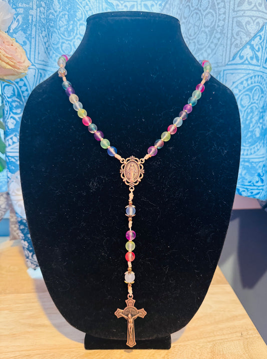 Frosted Glass Rainbow Rosary