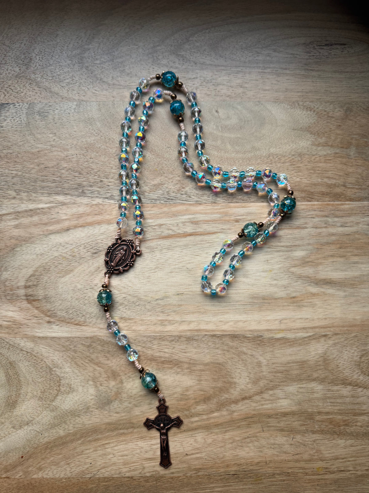 Heavenly Light Rosary - Handmade Faceted AB Glass Bead Rosary