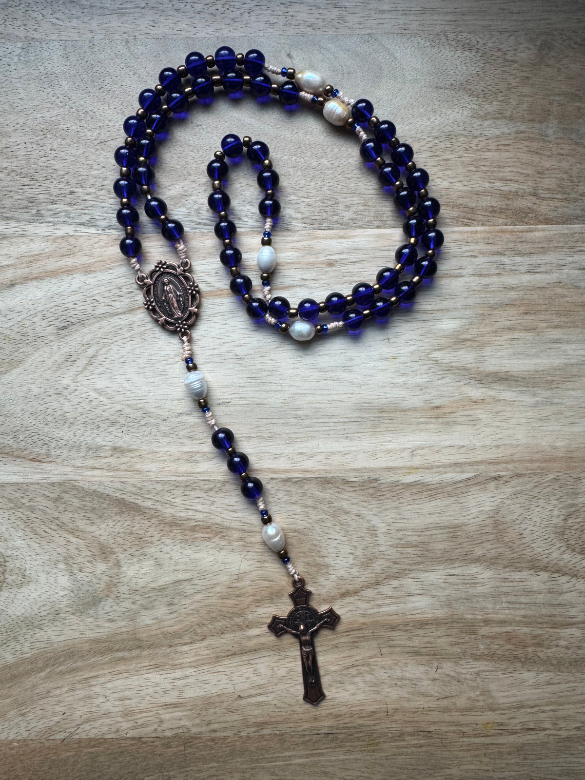 Royal Blue Pearl Rosary