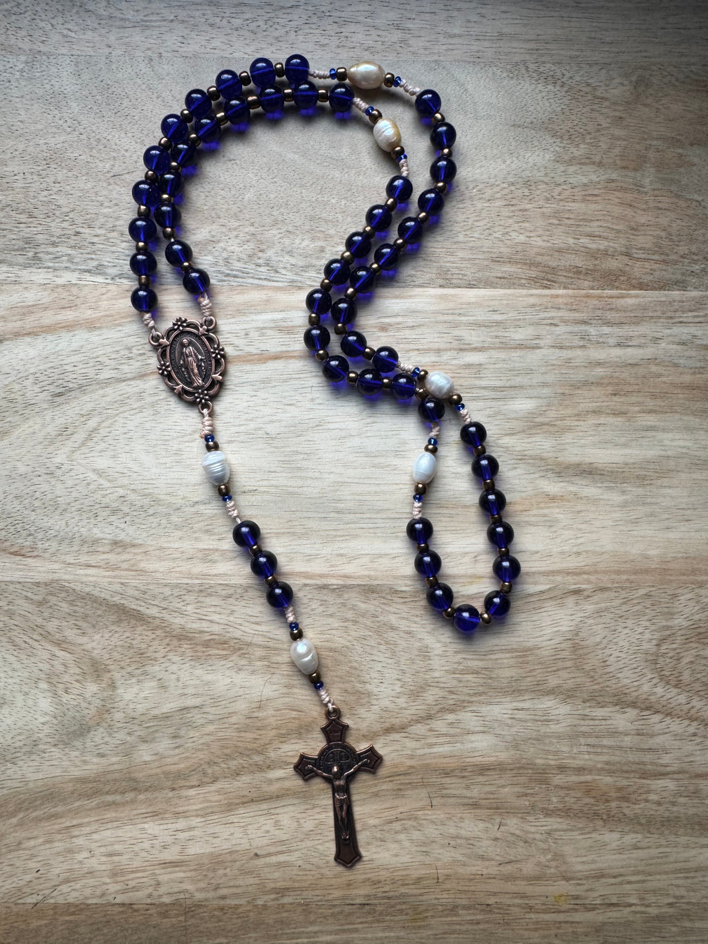 Royal Blue Pearl Rosary