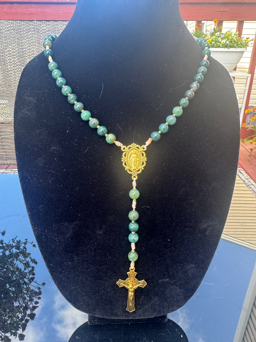 Green Moss Agate Rosary