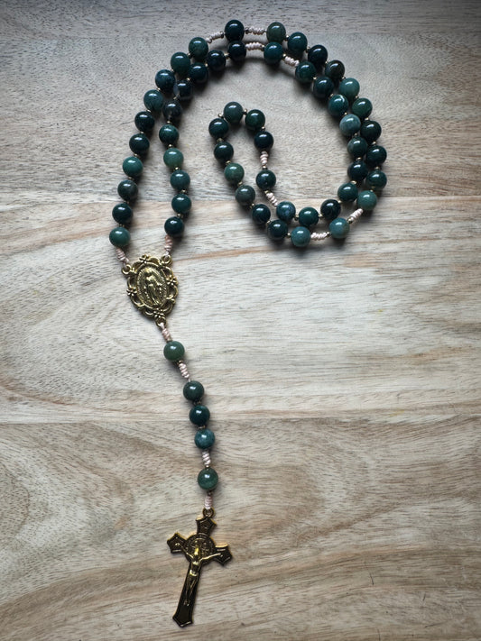 Green Moss Agate Rosary